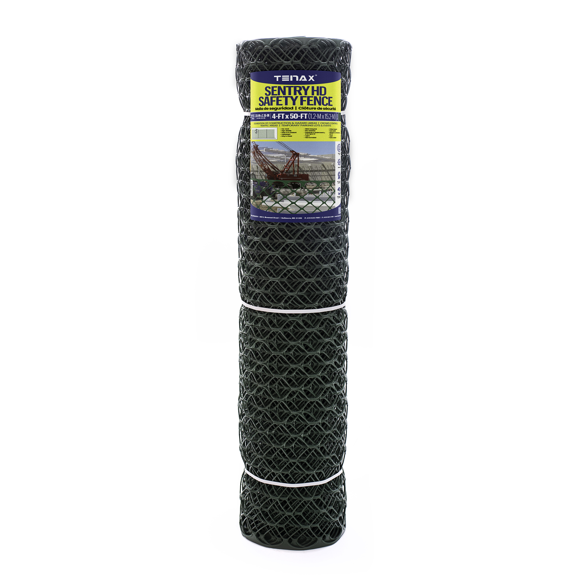 Tenax Sentry HD Diamond Safety Fence — 4ft. x 50ft., Green, Heavy-Duty, 274-Lb. Breaking Load, Model# 64315208
